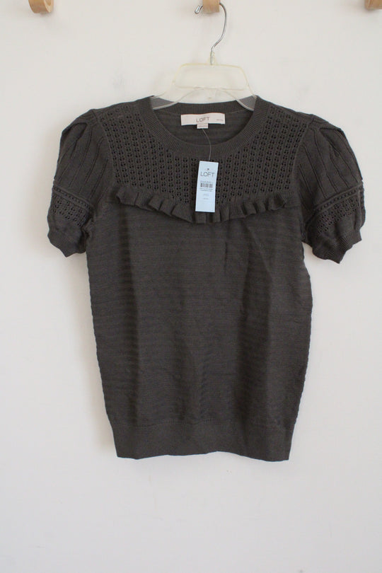 NEW LOFT Green Knit Top | XXS Petite