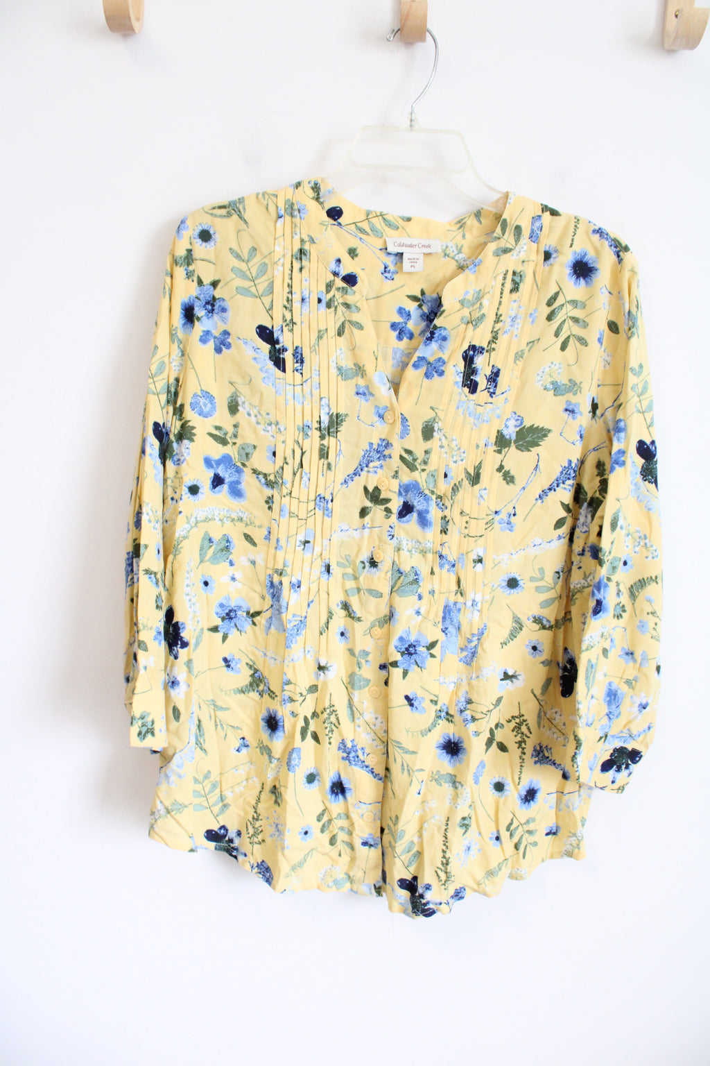 Coldwater Creek Yellow Floral Blouse | Petite L
