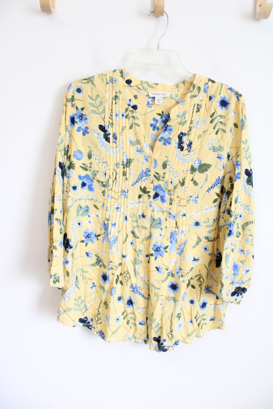 Coldwater Creek Yellow Floral Blouse | Petite L