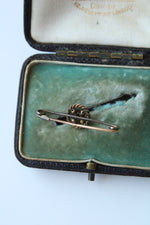 Antique Goldsmiths & Silversmiths Ruby 9K Pinchback Bar Pin