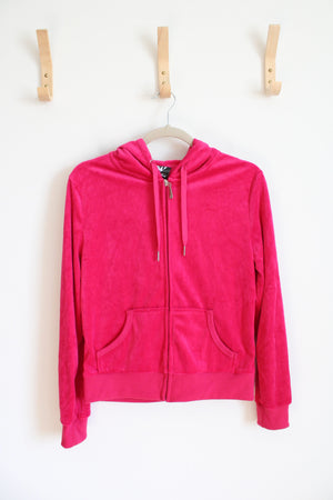 NEW White Mark Fuchsia Velour Zip Up Jacket | M