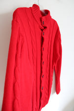 Paul Jones Red Cable Knit Button Down Cardigan Sweater | L