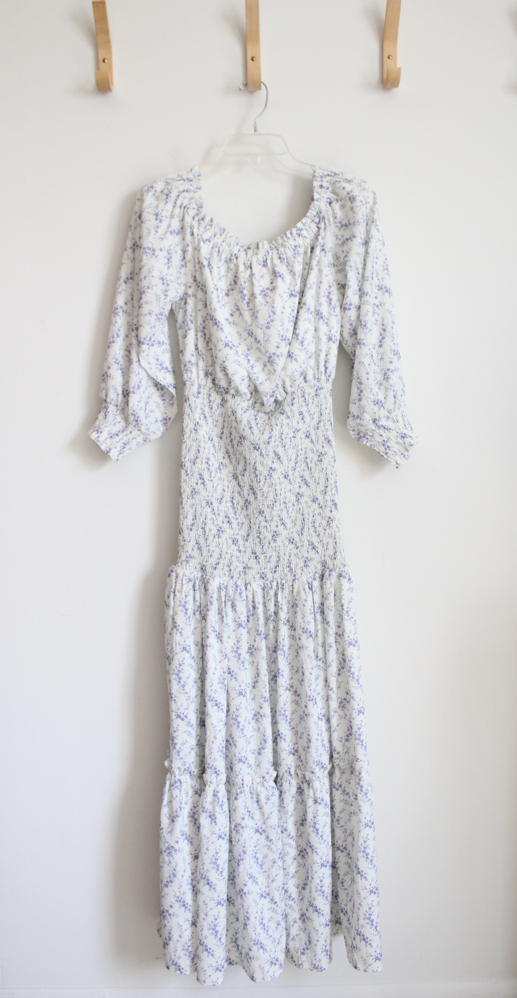 Pink Lily White & Purple Ruched Maxi Dress | M