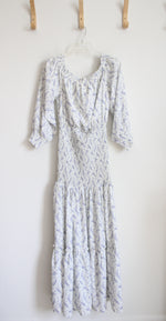 Pink Lily White & Purple Ruched Maxi Dress | M