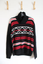 Chaps Black Red & White Turtleneck Sweater | XL
