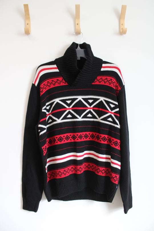 Chaps Black Red & White Turtleneck Sweater | XL