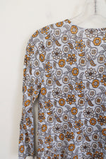 NEW LOFT Light Blue Yellow Floral Peplum Bottom Top | XS Petite