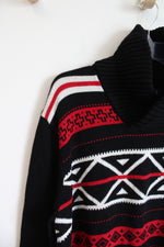 Chaps Black Red & White Turtleneck Sweater | XL