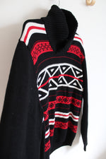 Chaps Black Red & White Turtleneck Sweater | XL