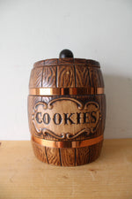 Vintage Ceramic Brown Barrel Cookie Jar
