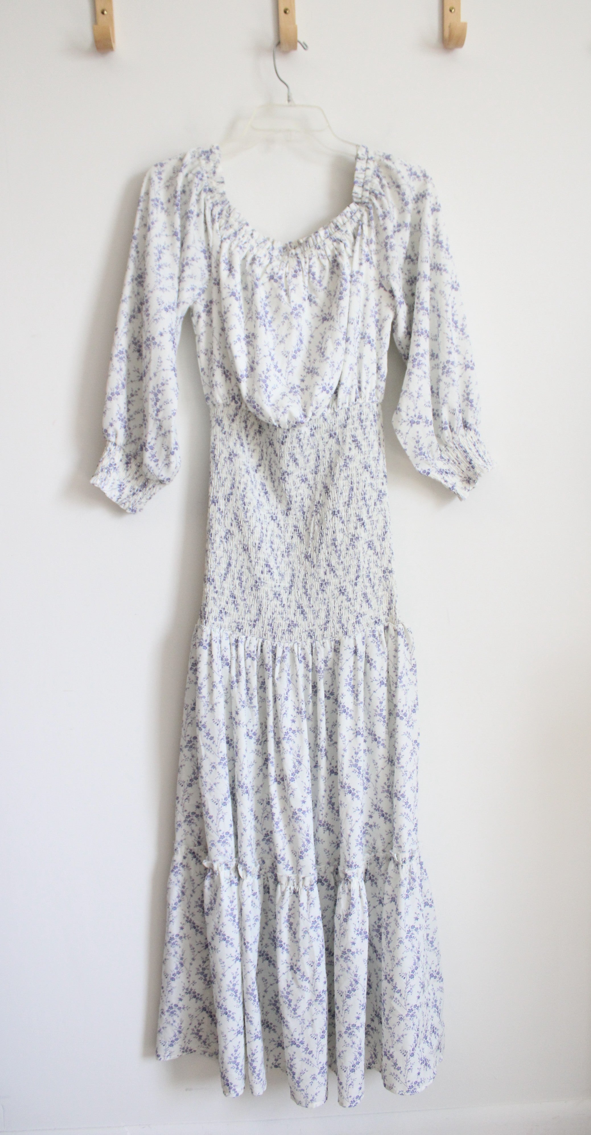 Pink Lily White & Purple Ruched Maxi Dress | M