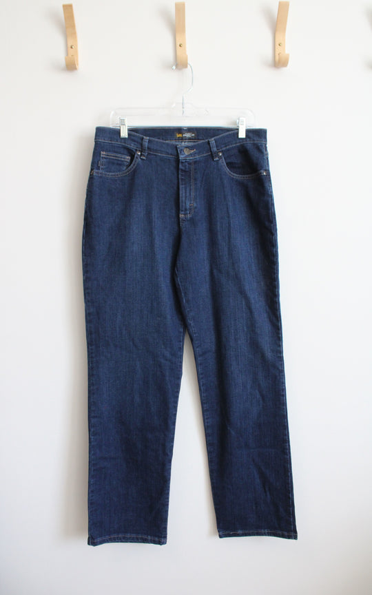 Lee Straight Leg Mid Rise Relaxed Fit Dark Wash Jeans | 12