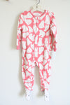 Carter's Pink White Polar Bear Fleece Footie Pajamas | 3T