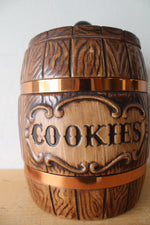 Vintage Ceramic Brown Barrel Cookie Jar