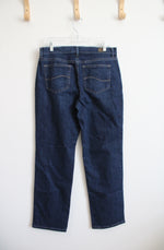 Lee Straight Leg Mid Rise Relaxed Fit Dark Wash Jeans | 12