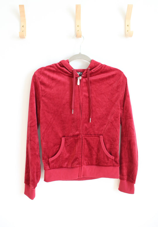 NEW White Mark Red Velour Zip Up Jacket | M