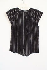 NEW Ann Taylor Black Gold Shimmer Stripe Cotton Top | XXS Petite