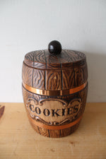 Vintage Ceramic Brown Barrel Cookie Jar