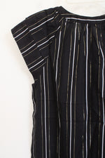 NEW Ann Taylor Black Gold Shimmer Stripe Cotton Top | XXS Petite