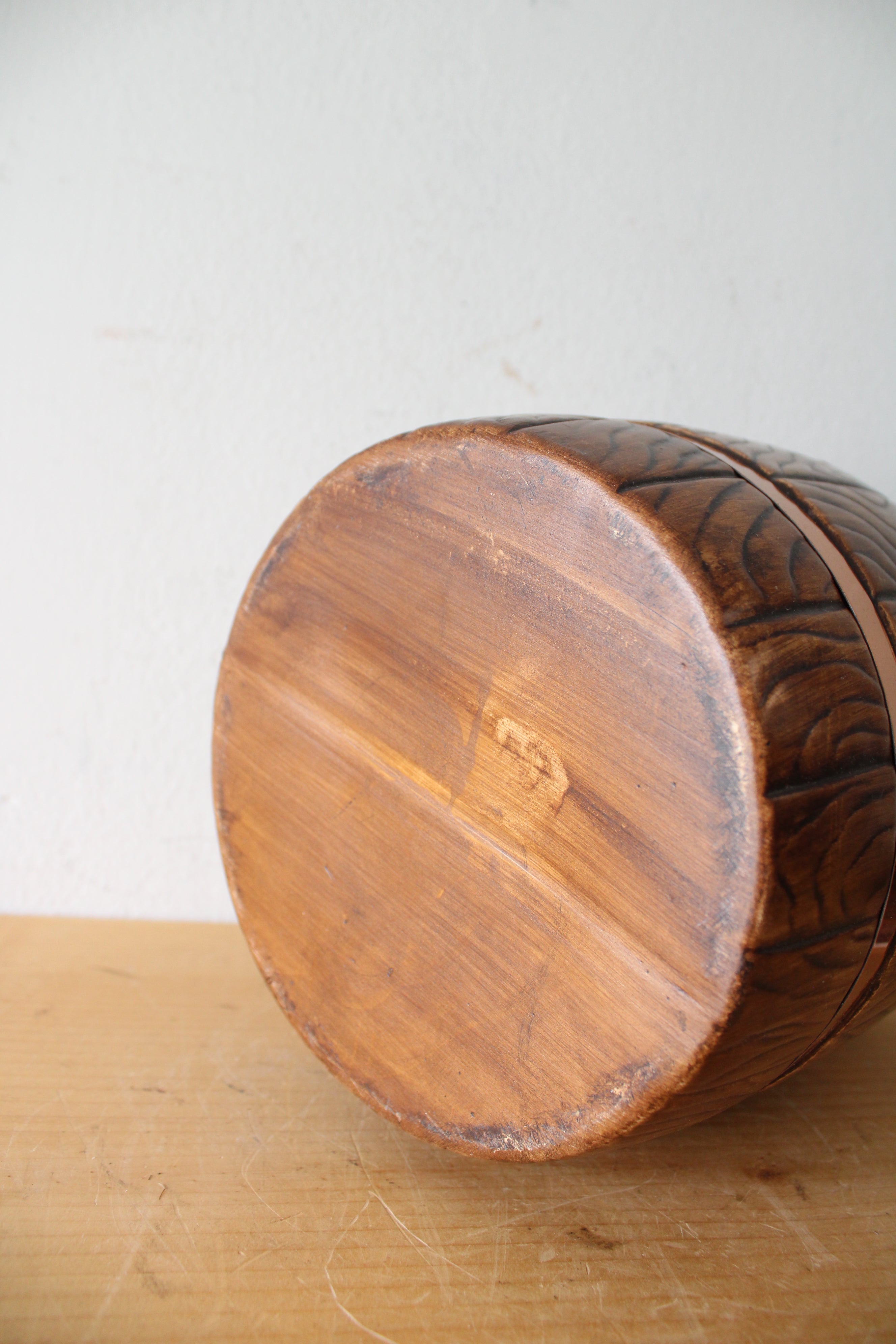 Vintage Ceramic Brown Barrel Cookie Jar