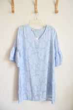 NEW Belongsci Light Blue Textured Leaf Dress | L