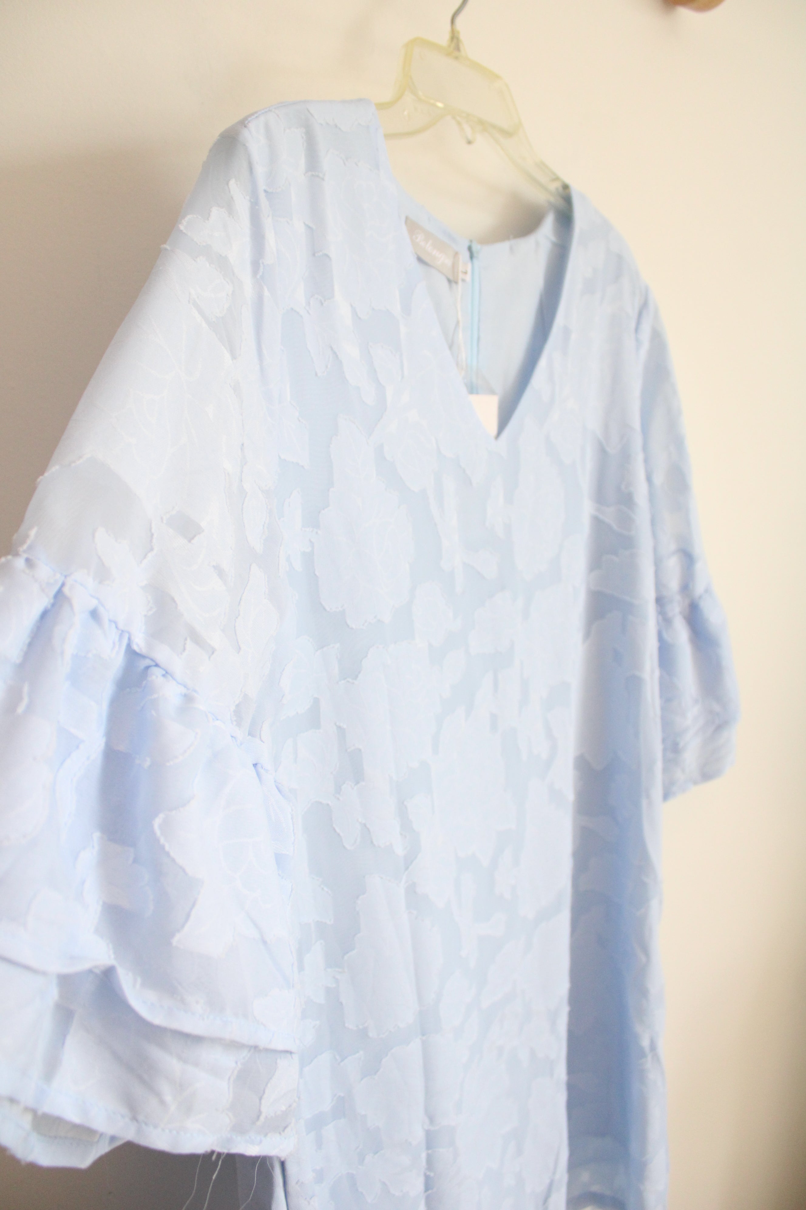 NEW Belongsci Light Blue Textured Leaf Dress | L