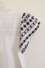NEW LOFT White Blue Embroidered Sleeve Cotton Top | XXS Petite