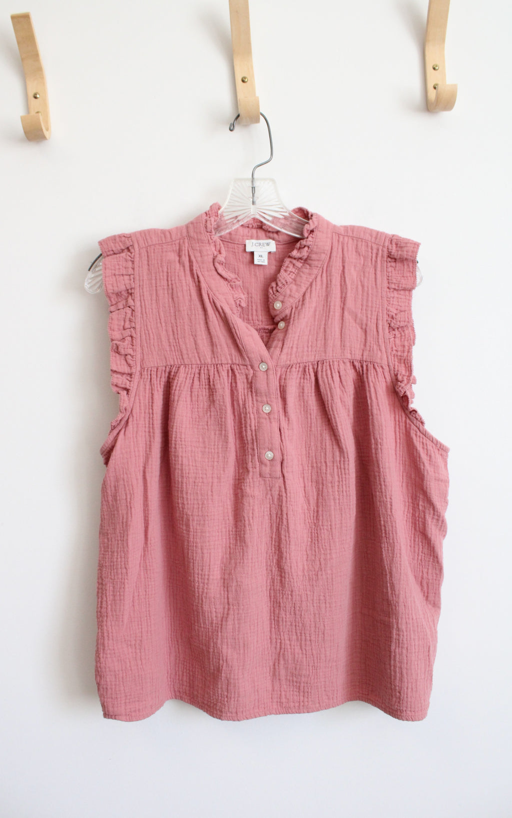 J.Crew Dusty Rose Muslin Ruffled Sleeve Top | XL