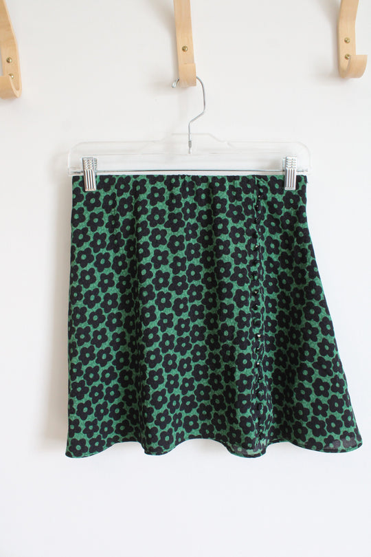 Urban Outfitters Green & Black Floral Mini Skirt | M