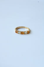 Sterling Silver Gold Finish Orange Stone Ring | Size 7
