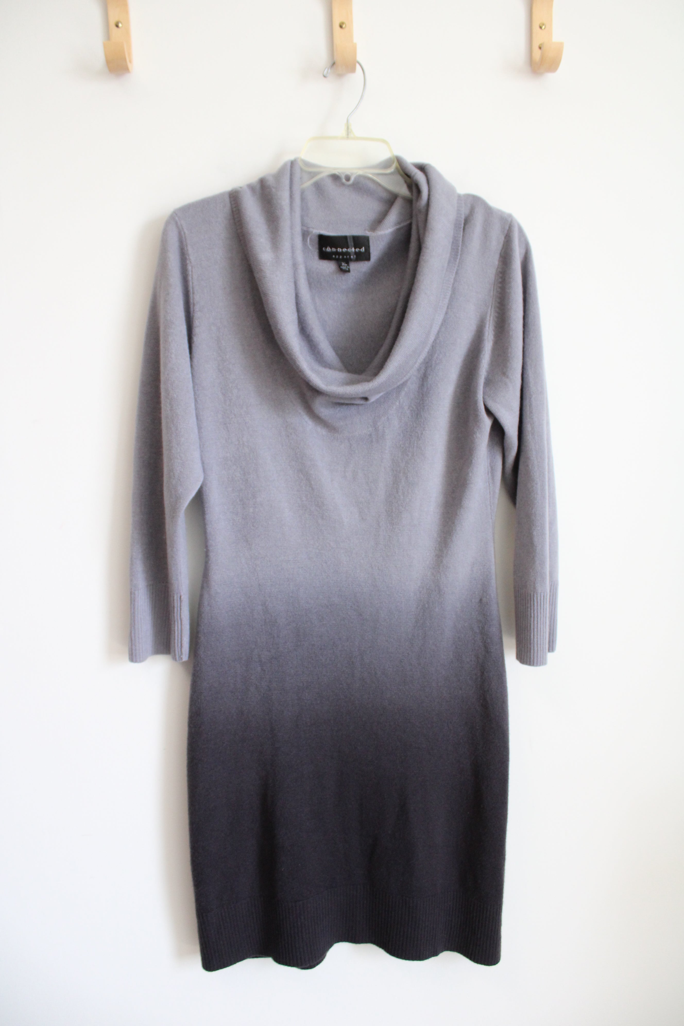 Connected Apparel Gray Ombre Cowl Neck Sweater Dress | XL