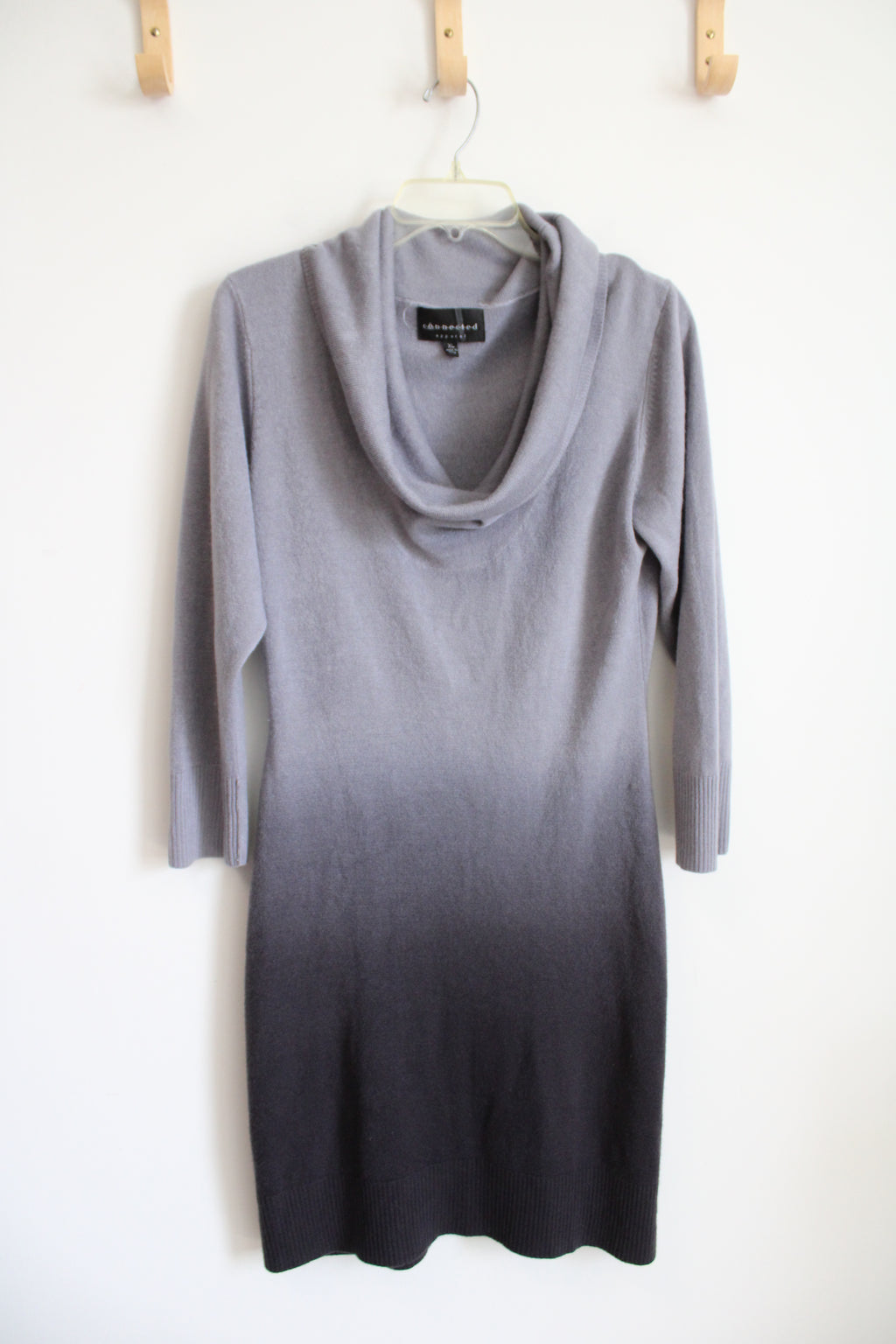 Connected Apparel Gray Ombre Cowl Neck Sweater Dress | XL
