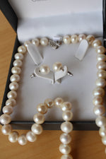 NEW Freshwater Pearls with Sterling Silver Clasp Necklace and Earrings Set
