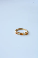 Sterling Silver Gold Finish Orange Stone Ring | Size 7