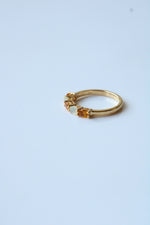 Sterling Silver Gold Finish Orange Stone Ring | Size 7