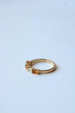 Sterling Silver Gold Finish Orange Stone Ring | Size 7