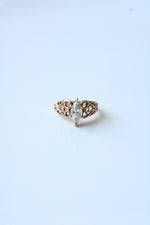 Marquise Filigree CZ 10K Yellow Gold Ring | Size 6
