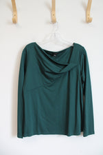 NEW Ann Taylor Green Wrap Neckline Long Sleeved Top | M