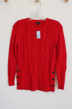 NEW Ann Taylor Red Cable Knit Sweater | XXS Petite