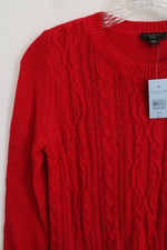 NEW Ann Taylor Red Cable Knit Sweater | XXS Petite
