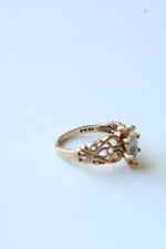 Marquise Filigree CZ 10K Yellow Gold Ring | Size 6