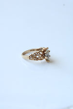 Marquise Filigree CZ 10K Yellow Gold Ring | Size 6