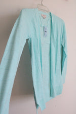 NEW Ann Taylor Lightweight Blue Rib Cotton Open Cardigan | XXS Petite