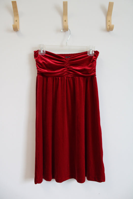 Old Navy Red Velvet Strapless Dress | XS