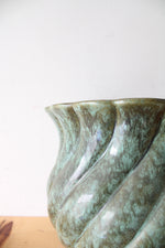 Haeger Green Glazed Ribbed Ceramic Vase | 8" tall