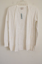 NEW Ann Taylor Lightweight White Rib Cotton Open Cardigan | XXS Petite