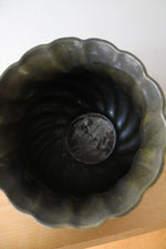 Haeger Green Glazed Ribbed Ceramic Vase | 8" tall