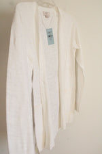 NEW Ann Taylor Lightweight White Rib Cotton Open Cardigan | XXS Petite
