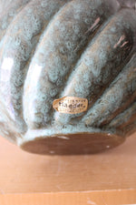 Haeger Green Glazed Ribbed Ceramic Vase | 8" tall