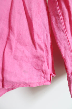 Chaus Bubblegum Pink Linen Button Down Shirt | 12